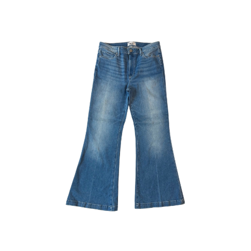 Paige Jeans Genevieve Petite Flare Women’s 30 Mid-Rise Medium Wash Blue Denim